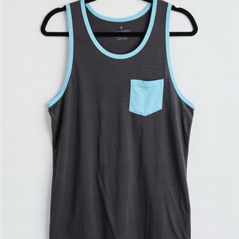 Gray Tank Top with Blue Trim